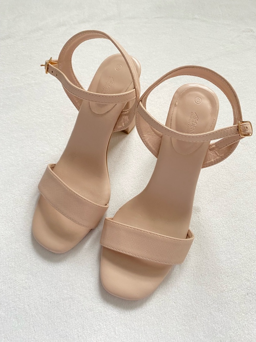 Ardene Nude Block Heel Ankle-Strap Sandals